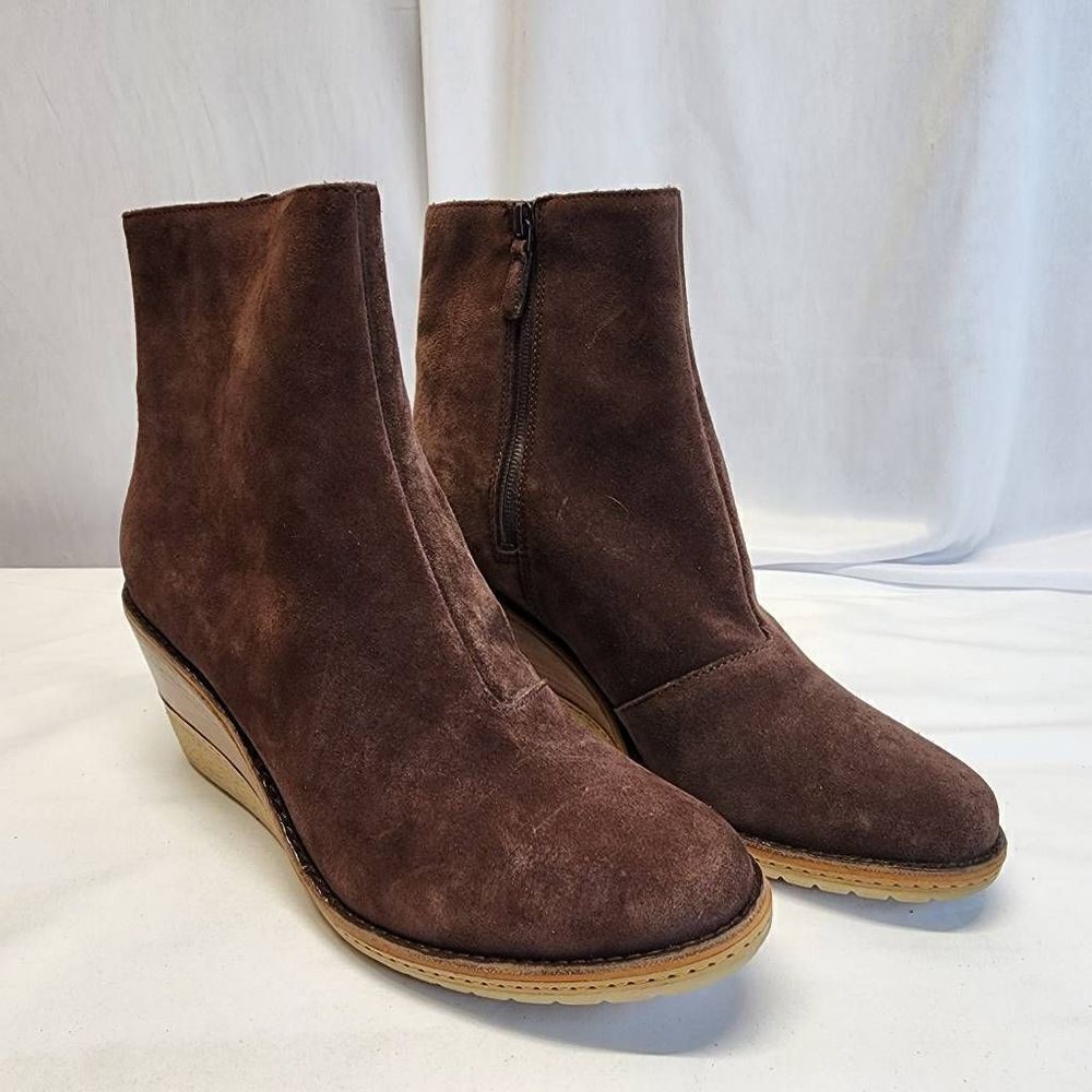 Cole Haan Brown Suede Wedge Ankle Boots